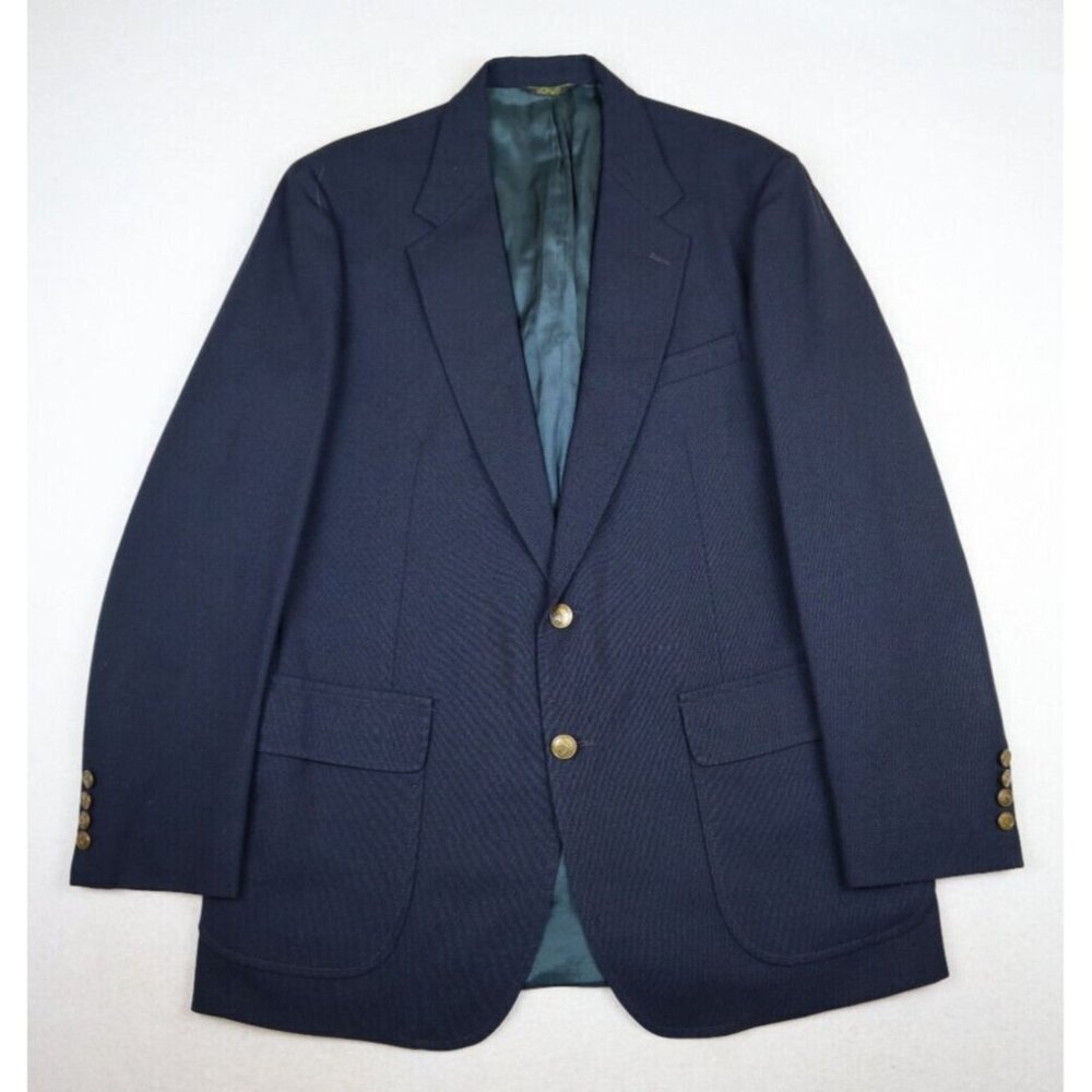 VINTAGE MEN'S NAVY BLUE BLAZER JACKET SPORT COAT - HUNTING HORN - SIZE 42R